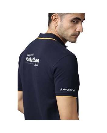 Hackathon T-Shirt-Navy Blue with Mustard